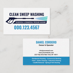 Tarjeta De Visita Limpieza Moderna con Lavado a Presión Azul