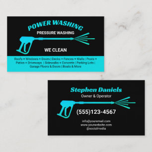 Tarjeta De Visita Limpieza moderna con lavado a presión negro y azul