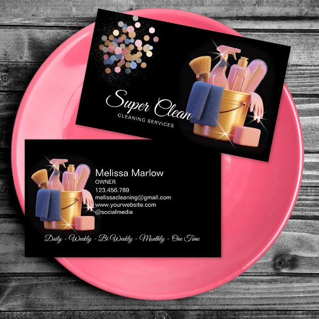 Tarjeta De Visita Limpieza Moderna de Casas Profesionales Servicio d (Modern Professional House Cleaning Housekeeping Business Card)