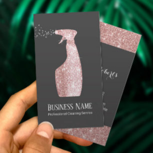 Tarjeta De Visita Limpieza moderna de pulverización Rosa Purpurina d