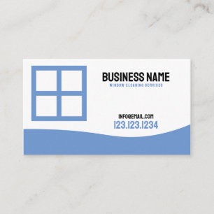 Tarjeta De Visita Limpieza moderna de ventanas en blanco y azul