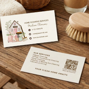 Tarjeta De Visita Limpieza Moderna y Acogedora de Casas Profesionale