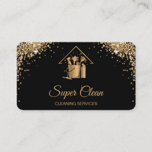 Tarjeta De Visita Limpieza profesional de casas Rose Gold Glitter B