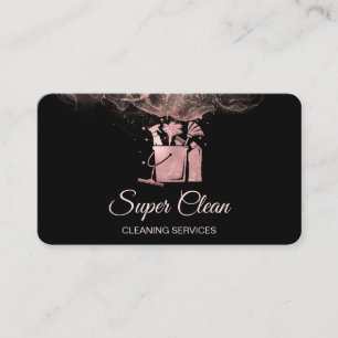 Tarjeta De Visita Limpieza profesional de casas Rose Gold Glitter B