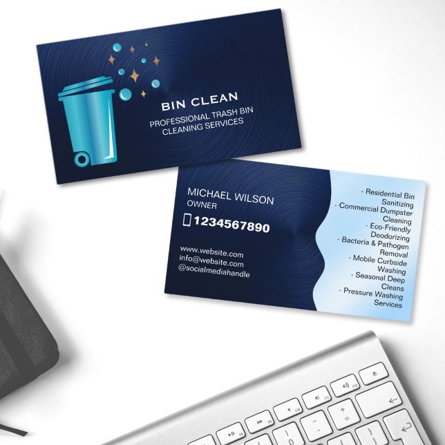 Tarjeta De Visita Limpieza Profesional de Contenedores de Basura Fre (TRASH CAN CLEANING SERVICES)