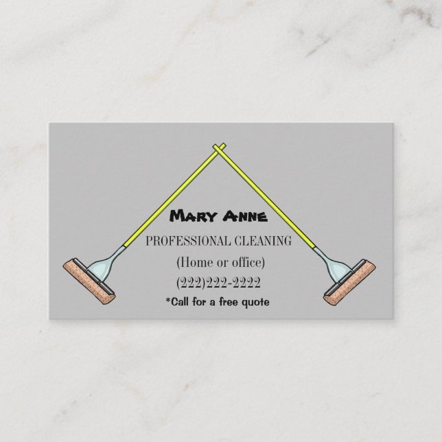 Tarjeta De Visita Limpieza profesional de diseño de Guay Mops (Anverso)