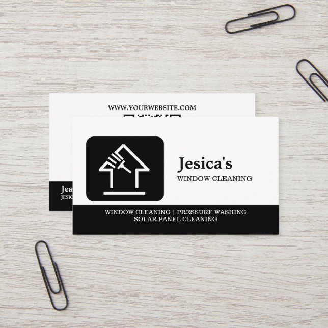 Tarjeta De Visita Limpieza profesional de ventanas con código QR de  (Anverso/Reverso In Situ)