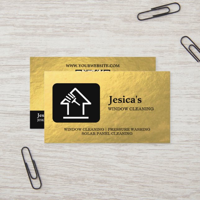 Tarjeta De Visita Limpieza Profesional de Ventanas con Código QR de  (Anverso/Reverso In Situ)