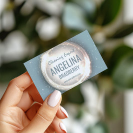 Tarjeta De Visita Limpieza Purpurina de servicio experto Círculo Luz