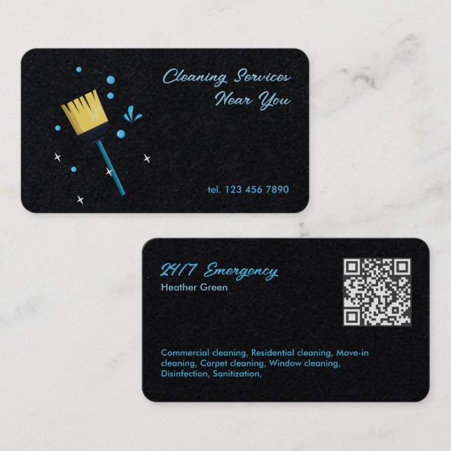 Tarjeta De Visita Limpieza QR 24/7 (Anverso / Reverso)