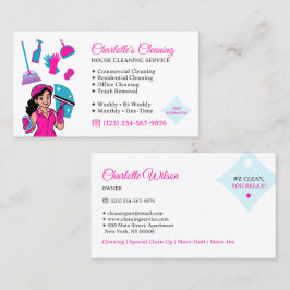 Tarjeta De Visita Limpieza Residencial Comercial Doncella Rosa