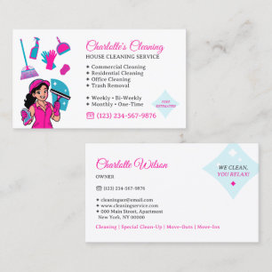 Tarjeta De Visita Limpieza Residencial Comercial Doncella Rosa