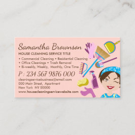 Tarjeta De Visita Limpieza rosa Rubor Janitorial Maid