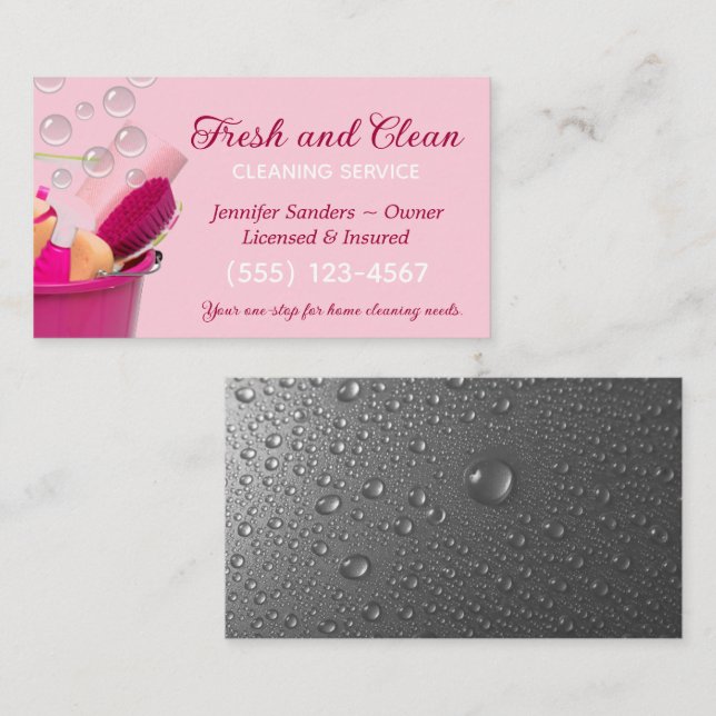 Tarjeta De Visita Limpieza Suministros Servicio de limpieza de cubos (Anverso / Reverso)