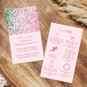 Tarjeta De Visita Limpieza y Cuidado de Velas de Marca Clean Pink Gl