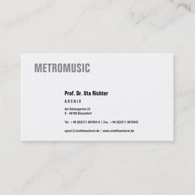 Tarjeta De Visita Limpio con negro (Anverso)