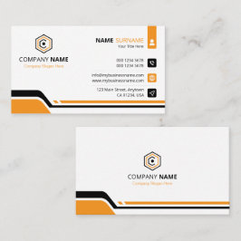 Tarjeta De Visita Limpio y moderno corporativo naranja y blanco