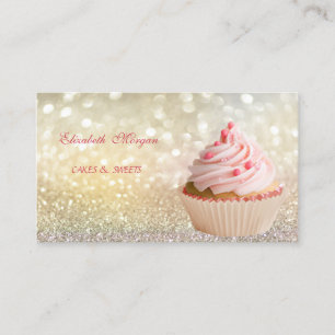 Tarjeta De Visita Linda Adorable Elegante Bokeh Pastelería de Cupca