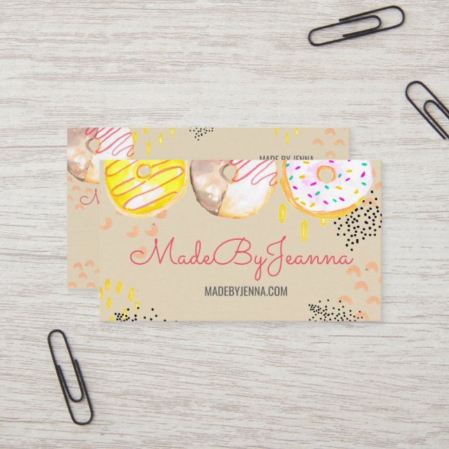 Tarjeta de visita linda de la comida del buñuelo (Anverso/Reverso In Situ)