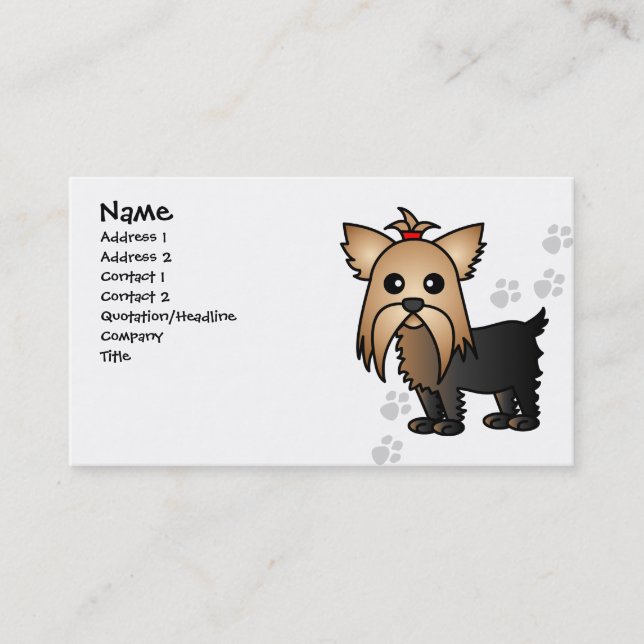 Tarjeta de visita linda del perro de Yorkshire (Anverso)