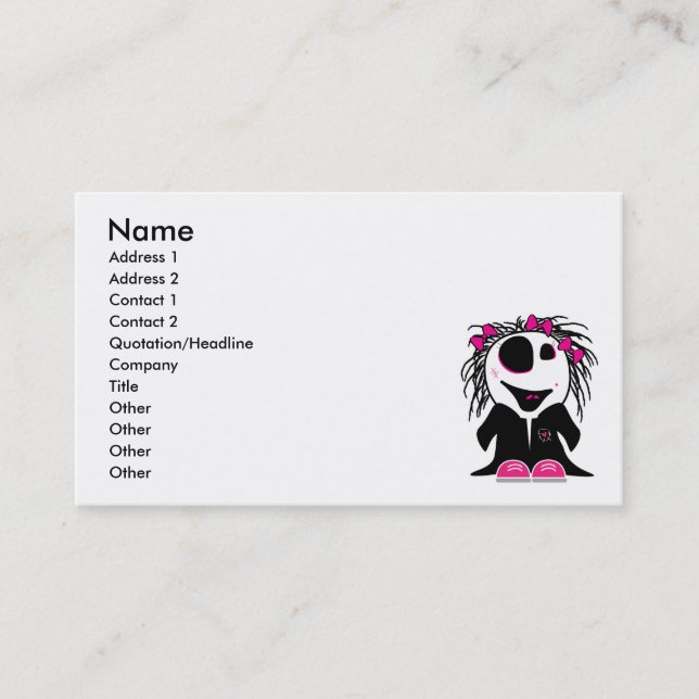 Tarjeta De Visita linda niña zombie (Anverso)