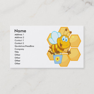 Tarjeta De Visita linda y feliz abeja y honeycomb