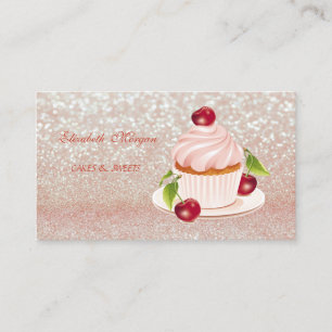 Tarjeta De Visita Lindo Adorable, Rayado, Brillante, Cupcake,