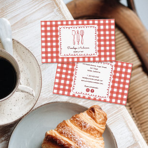 Tarjeta De Visita Lindo Chef de Gingham de Casa de Campo Rústica