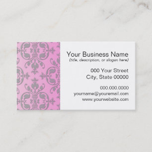 Tarjeta De Visita Lindo damasco rosa y gris femenino