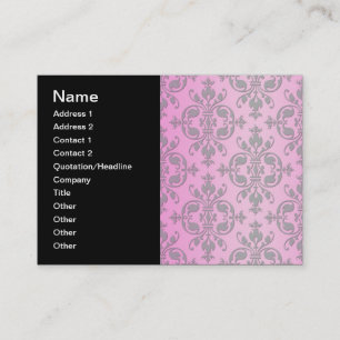 Tarjeta De Visita Lindo damasco rosa y gris femenino