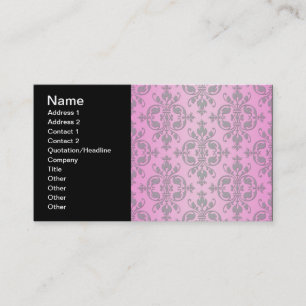 Tarjeta De Visita Lindo damasco rosa y gris femenino