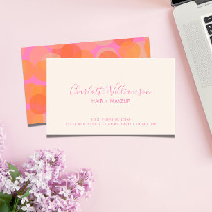 Tarjeta De Visita Lindo geométrico moderno acuarela naranja rosa