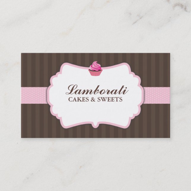 Tarjeta De Visita Lindo moderno elegante del rosa de la panadería de (Anverso)