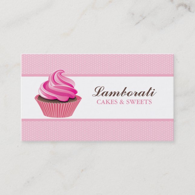 Tarjeta De Visita Lindo moderno elegante del rosa de la panadería de (Anverso)