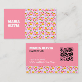 Tarjeta De Visita Lindo patrón floral pastel suave rosa femenino