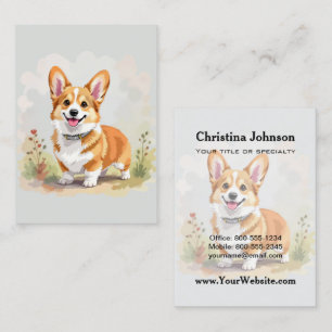 Tarjeta De Visita Lindo perro Corgi Galés Pembroke Rojo