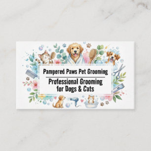 Tarjeta De Visita Lindo profesional de aseo de mascotas personalizad