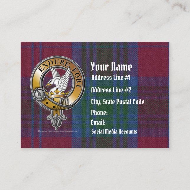 Tarjeta De Visita Lindsay Tartan & Badge (Anverso)