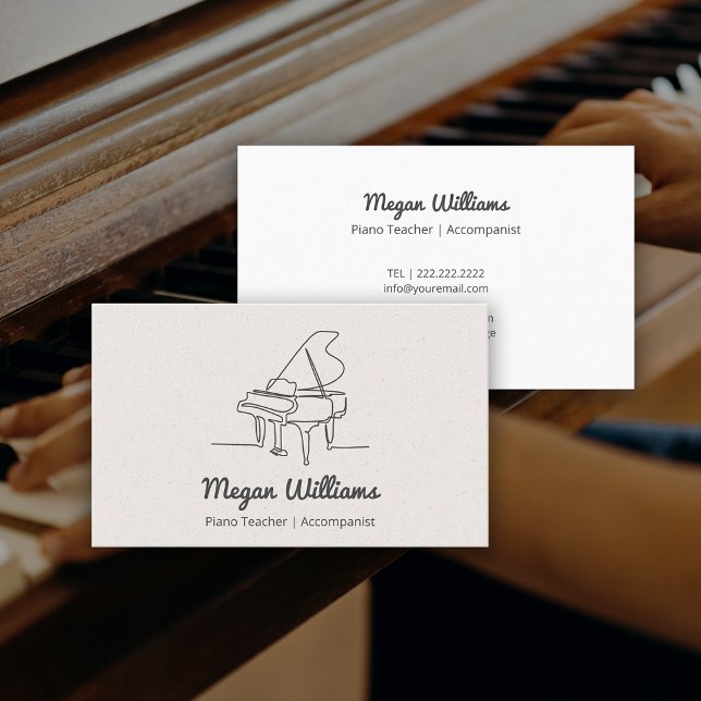 Tarjeta De Visita Line Drawing Grand Piano Teacher Music Lesson (Line Drawing Grand Piano Teacher Music Lesson Business Card)
