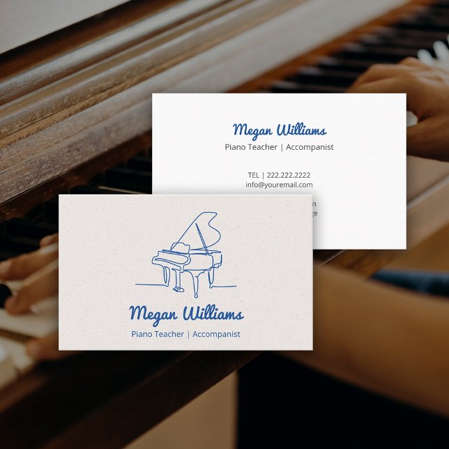 Tarjeta De Visita Line Drawing Grand Piano Teacher Music Lesson (Line Drawing Grand Piano Teacher Music Lesson Business Card)