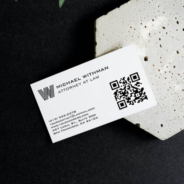 TARJETA DE VISITA LINE MONOGRAM  MASCULINE QR ATTORNEY ACCOUNTANT (Subido por el creador)