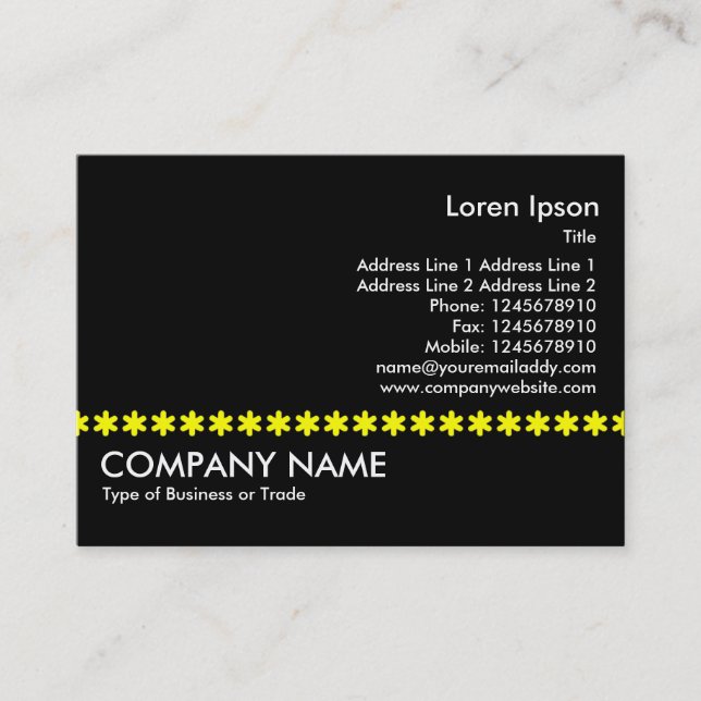 Tarjeta De Visita Línea Asterisk Amarilla - Negro (Anverso)