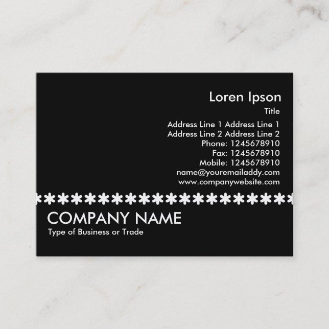 Tarjeta De Visita Línea Asterisk Blanca - Negro (Anverso)