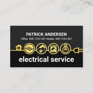 Tarjeta De Visita Línea de alimentación de iconos eléctricos Gold Ho