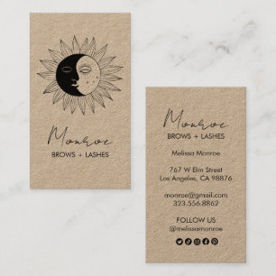 Tarjeta De Visita Línea de arte Sun & Moon Boho Icono social elegant