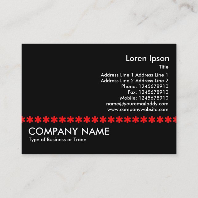 Tarjeta De Visita Línea de asterisco rojo - Negro (Anverso)