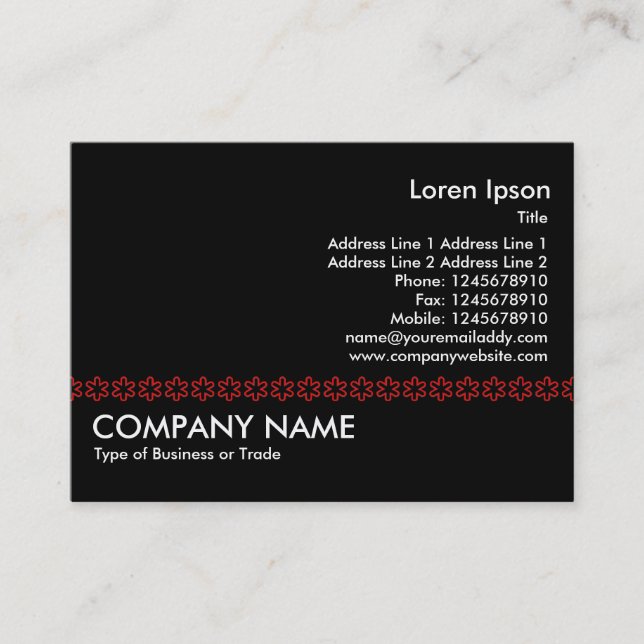 Tarjeta De Visita Línea de Asterisk Rojo (contorno) - Negro (Anverso)