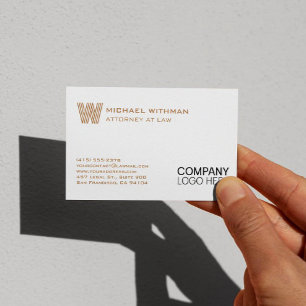 TARJETA DE VISITA LÍNEA DE BRONCE MONOGRAMA LOGO EMPRESARIAL PROFESI