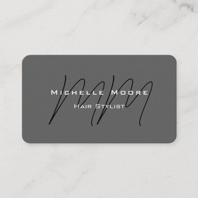 Tarjeta De Visita Linea de caligrafía gris negro monogramada a dos l (Anverso)