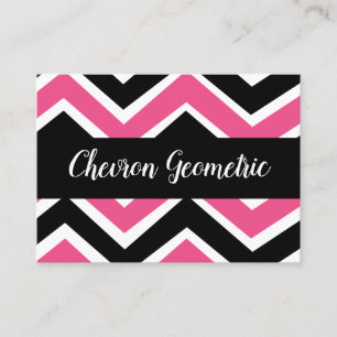 Tarjeta De Visita Línea de Chevron Rosa Negro
